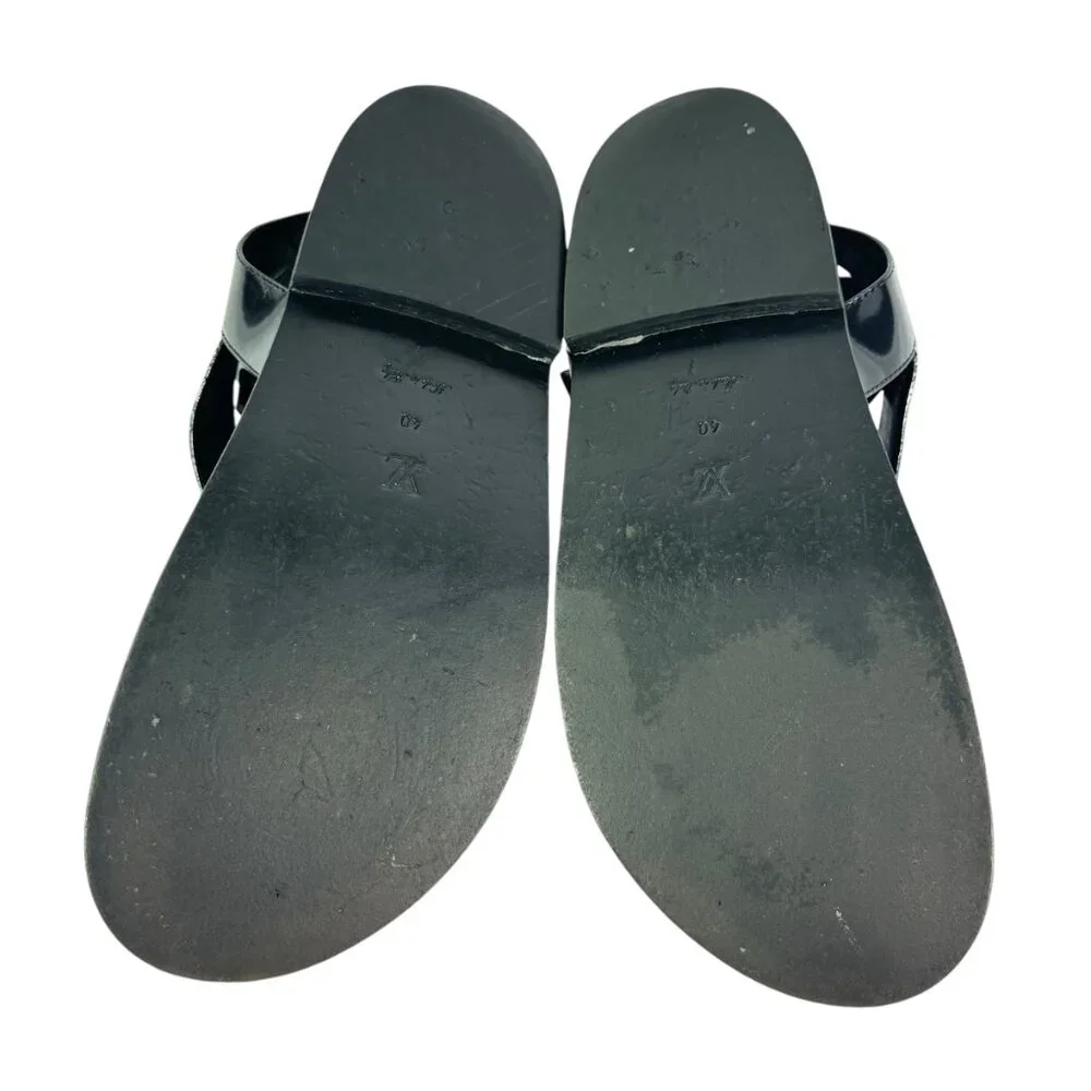 Louis Vuitton Black & Brown Monogram Crisscross Leather Sandals - Picture 10 of 11